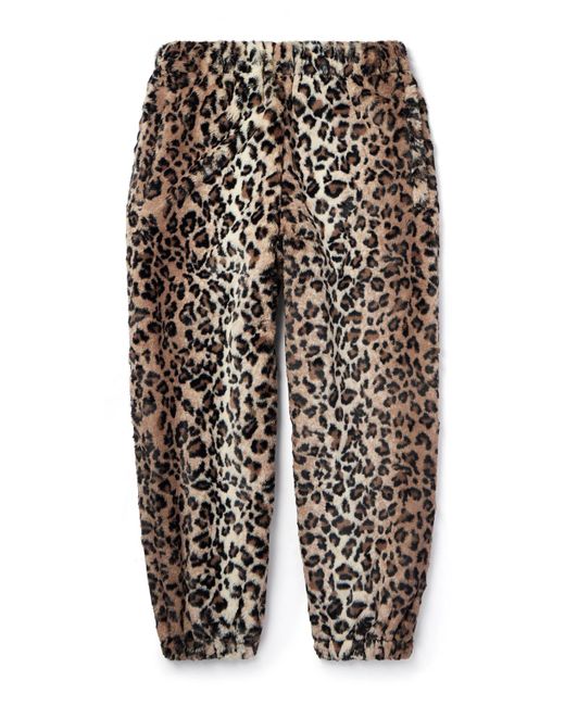 Wacko Maria White Tapered Leopard-print Faux Fur Sweatpants for men