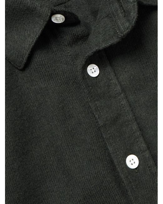 Portuguese Flannel Black Fall Leaves Embroidered Cotton-Flannel Shirt for men
