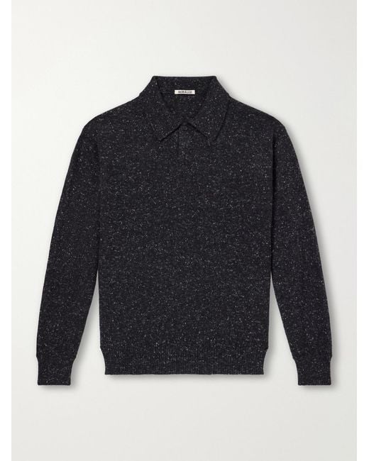 Auralee Blue Cashmere Polo Sweater for men