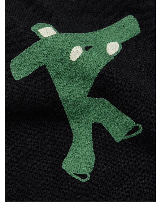 T-shirt oversize in jersey di cotone con stampa Denim Repair di Kapital in Black da Uomo