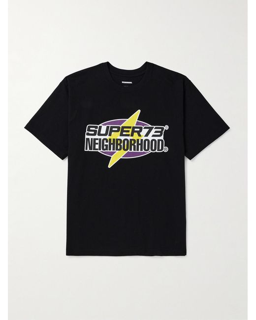 Neighborhood Black Super73 Logo-Print Cotton-Jersey T-Shirt for men
