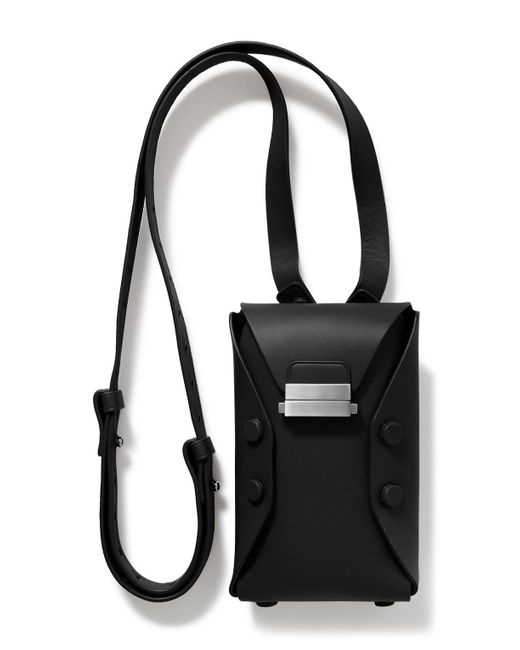 Bonastre Black Folder Leather Phone Pouch for men