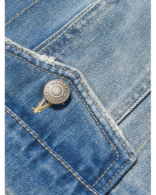MANAAKI Blue Hemi Embroidered Denim Trucker Jacket for men