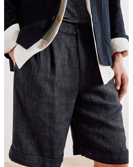 Barena Gray Scandola Simodo Straight-leg Pleated Linen-blend Gabardine Shorts for men