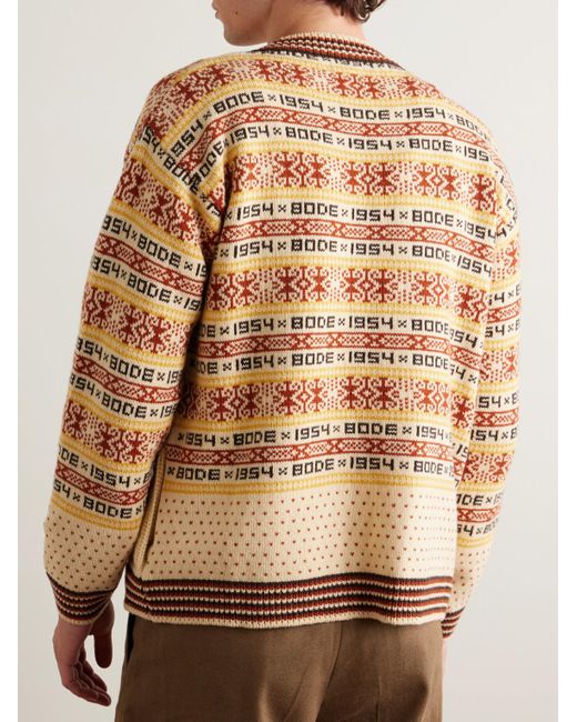 Marzipan Jacquard-Knit Wool Cardigan di Bode in Natural da Uomo