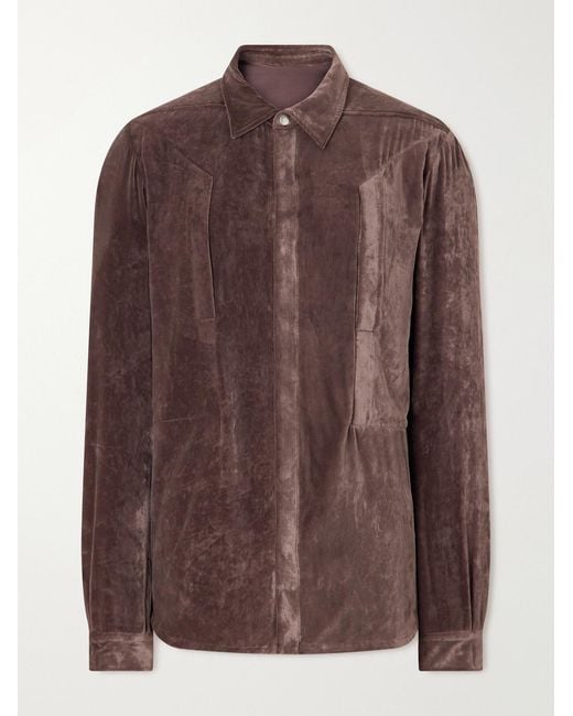 Rick Owens Brown Fogpocket Velour Jacket for men