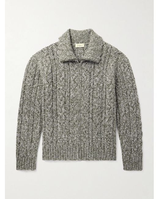 Piacenza 1733 Gray Cable-knit Virgin Wool Zip-up Sweater for men
