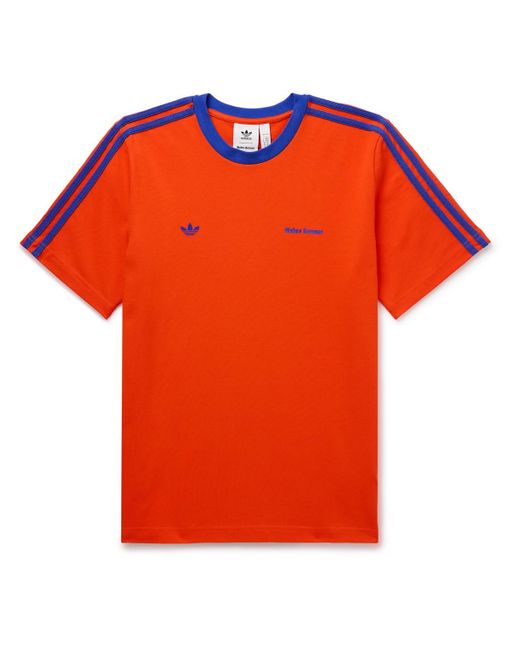 Adidas Originals Orange Wales Bonner Webbing-trimmed Embroidered Organic Cotton-jersey T-shirt for men