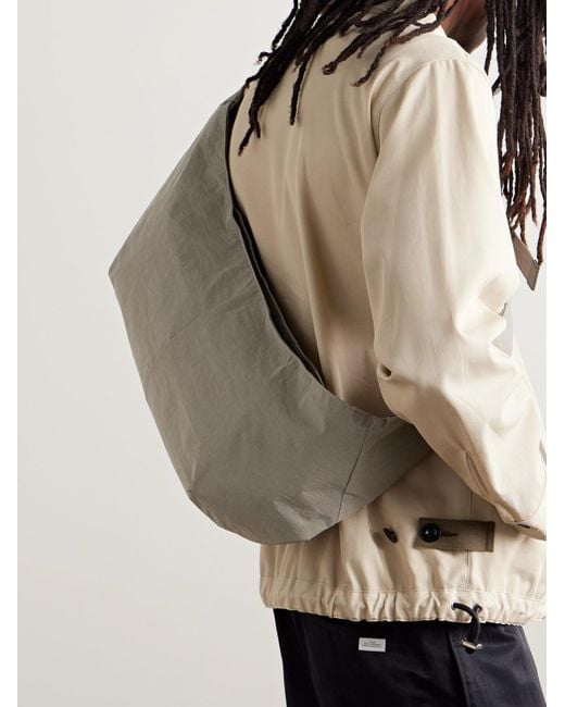Master Piece Gray Sash Leather-Trimmed Coated-Nylon Sling Bag for men