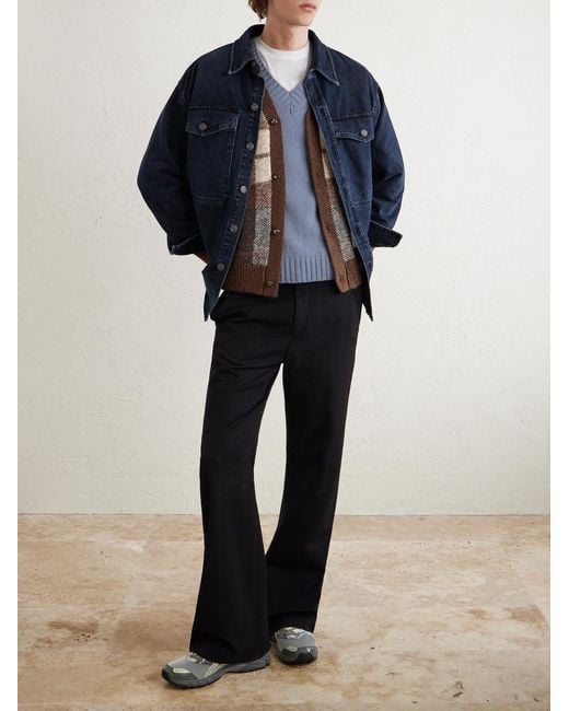 Palmer Logo-Appliquéd Checked Jacquard-Knit Cardigan di (w)taps in Black da Uomo