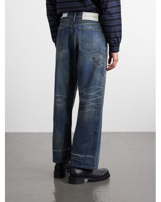 Neighborhood Blue Savage Wide-Leg Bead-Embellished Distressed Jeans for men