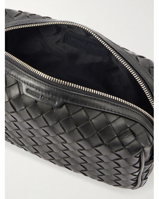 Officine Creative Black Armour 014 Woven Leather Wash Bag for men