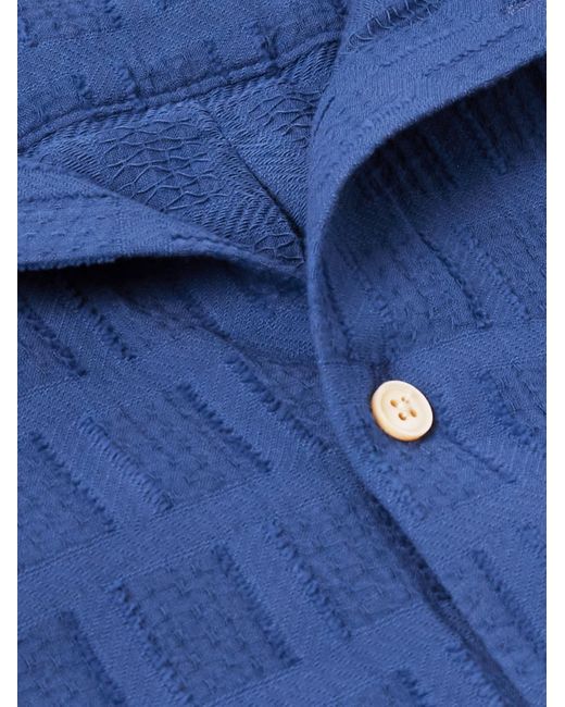 Camicia in cotone jacquard Elio di A Kind Of Guise in Blue da Uomo