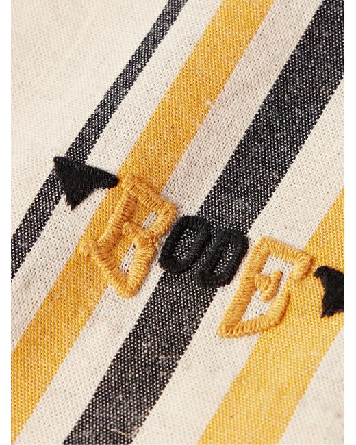 Bode Natural Namesake Wide-leg Logo-embroidered Striped Cotton Shorts for men