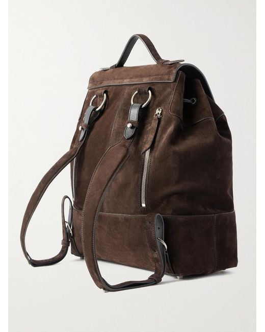 Metier Brown Glide Suede Backpack for men