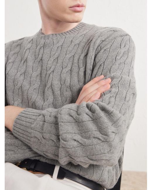 Ralph Lauren Gray Cashmere Cable-knit Sweater for men