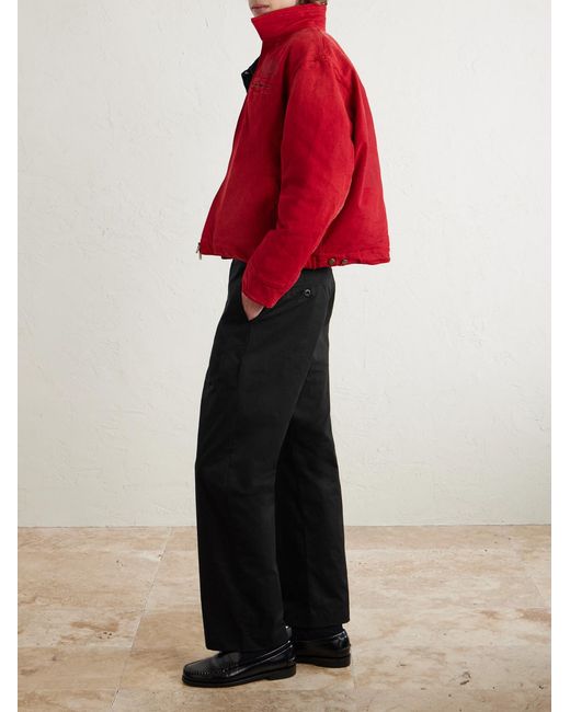 CHERRY LA Black Straight-Leg Cotton-Twill Chinos for men