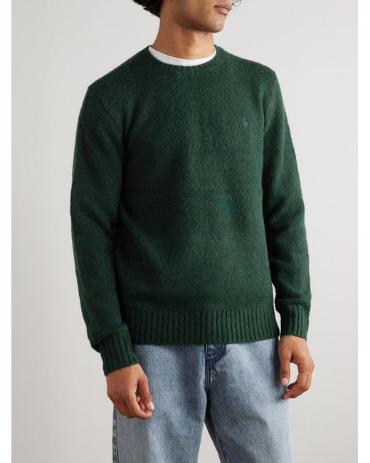 Polo Ralph Lauren Green Logo-Embroidered Knitted Sweater for men