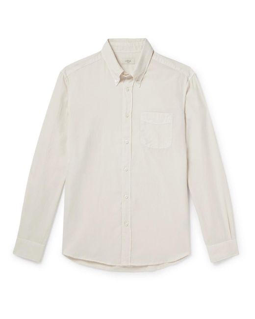 Altea White Ivy Button-down Washed Lyocell And Cotton-blend Twill Shirt for men