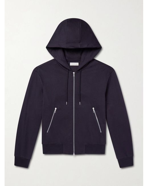 Dries Van Noten Blue Cotton-Jersey Zip-Up Hoodie for men