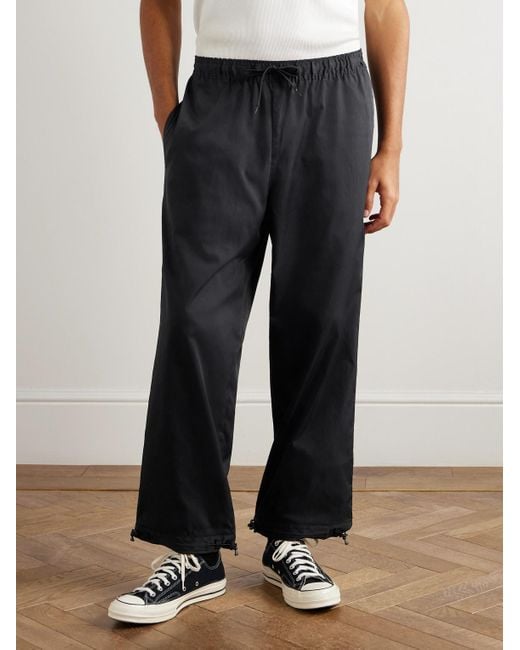 (w)taps Blue Straight-Leg Cropped Coolmax Drawstring Trousers for men