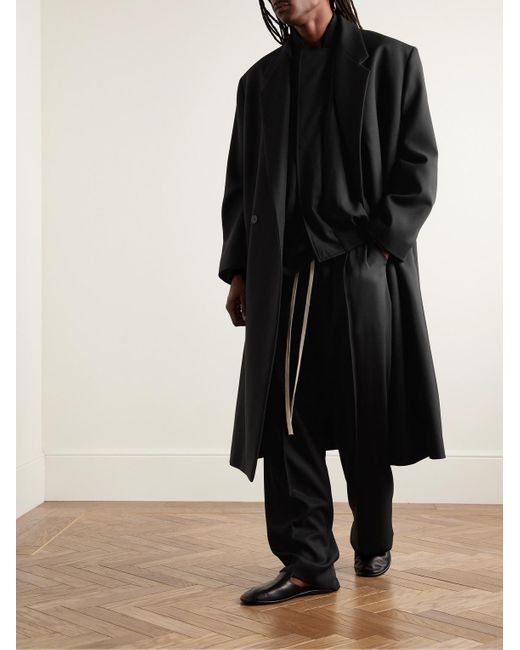 Fear Of God Weit geschnittene Hose aus Twill aus einer Seiden-Schurwollmischung mit Kordelzugbund und Logoapplikation in Black für Herren