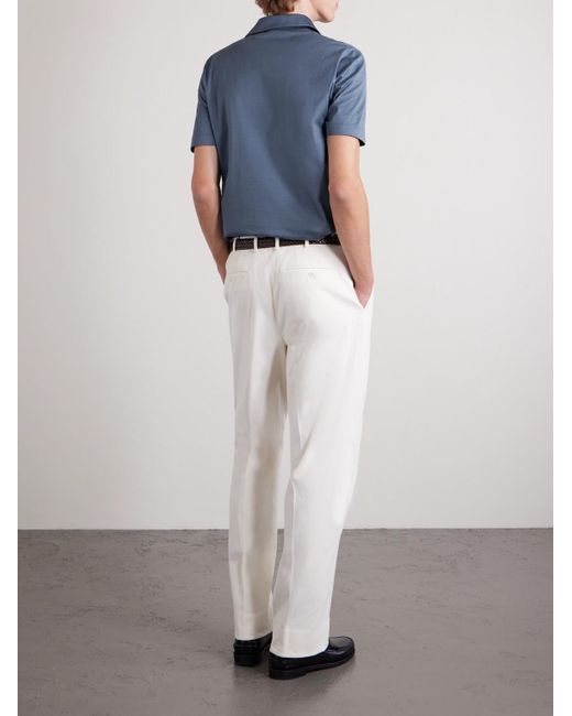 Canali Blue Cotton-Jersey Polo Shirt for men