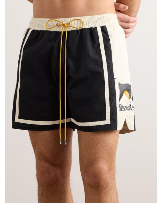 Rhude Black Moonlight Straight-leg Mid-length Printed Swim Shorts for men