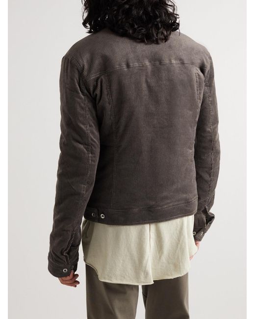 Rick Owens Gray Stretch-Cotton Corduroy Trucker Jacket for men