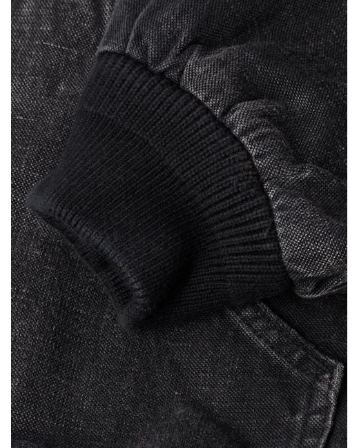 A.PRESSE Black Cotton, Hemp And Silk-Blend Canvas Hooded Jacket for men