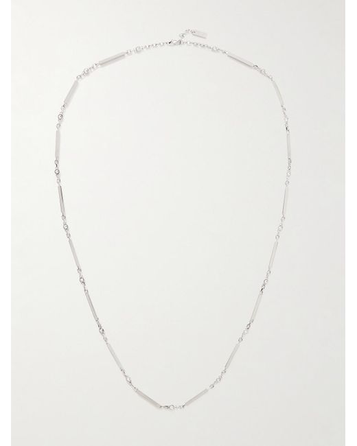 Saint Laurent White Silver-tone Crystal Chain Necklace for men