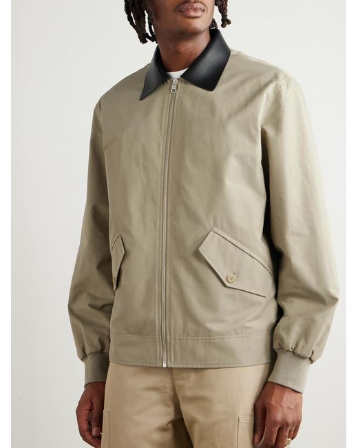 Givenchy Natural Leather-Trimmed Cotton-Blend Harrington Jacket for men
