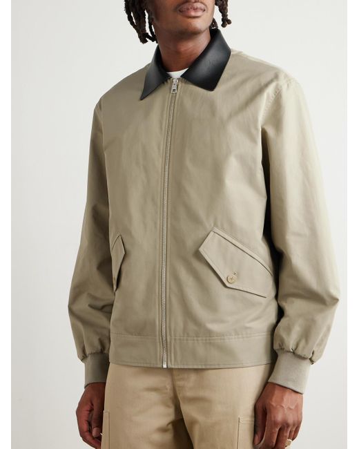 Givenchy Harrington-Jacke aus einer Baumwollmischung mit Lederbesatz in Natural für Herren