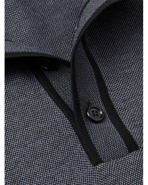 Brioni Blue Honeycomb-knit Cotton Polo Shirt for men