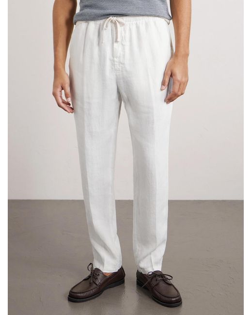 Altea White Mattia Straight-leg Linen Drawstring Trousers for men