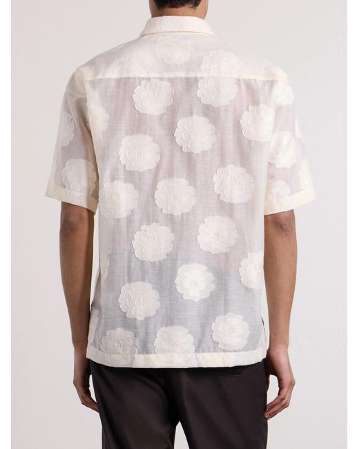 NN07 White Freddy 50045 Floral-Embroidered Organic Cotton-Blend Shirt for men