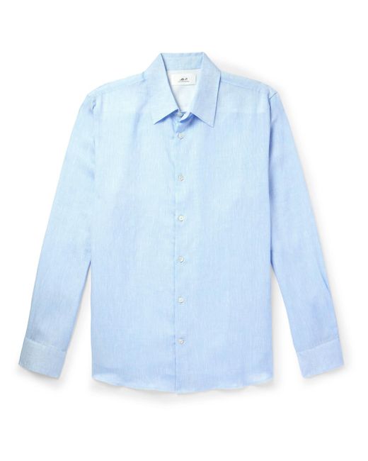 Mr P. Blue Organic Linen-chambray Shirt for men