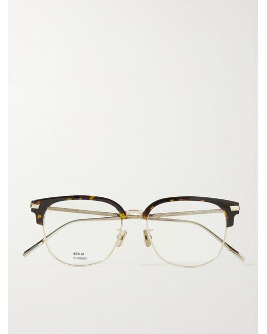 Berluti Natural Square-Frame-Tone And Tortoiseshell Acetate Optical Glasses for men