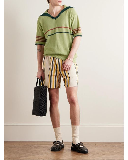 Bode Green Palmer Striped Cotton Polo Shirt for men