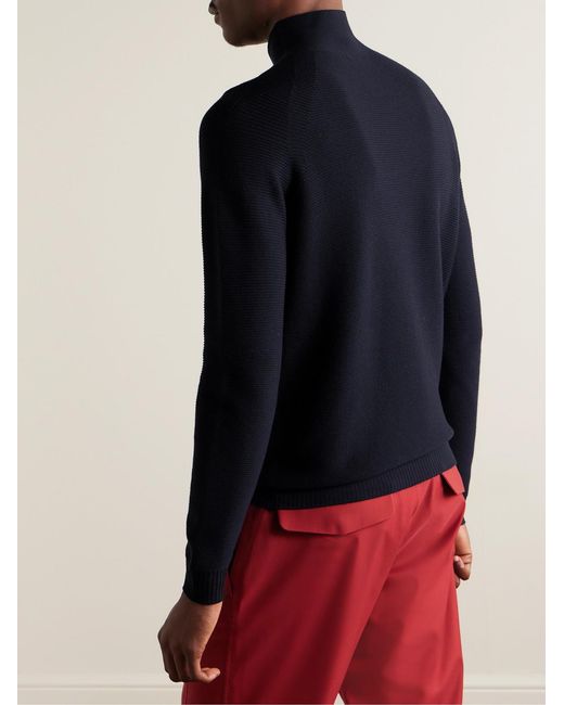 Loro Piana Blue Lupetto Slim-fit Ribbed Wish® Virgin Wool-blend Rollneck Ski Base Layer for men