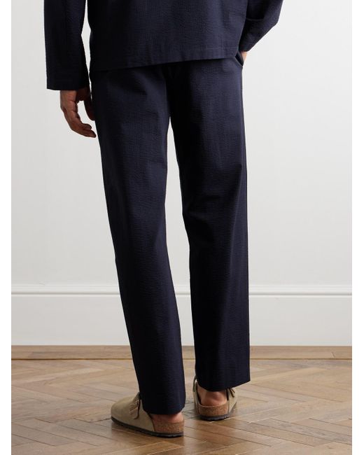 A.P.C. Blue Joaquin Straight-leg Cotton-seersucker Trousers for men