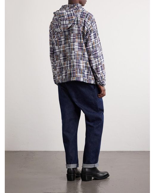 Beams Plus Blue Patchwork Checked Cotton Jacket for men