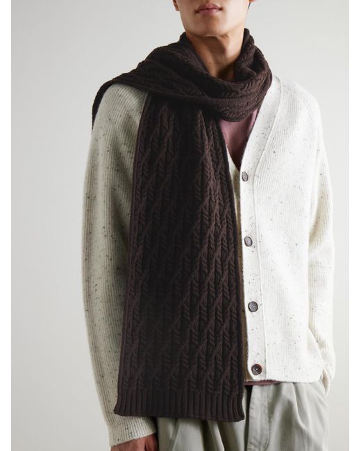 Cable-Knit Wool Scarf di Mr P. in Blue da Uomo