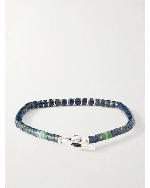 Mikia Metallic Heishi Sterling And Azurite Beaded Bracelet for men