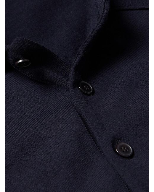 Auralee Blue Cotton Polo Shirt for men
