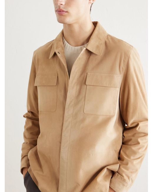 Peter Millar Natural Featherweight Suede Jacket for men