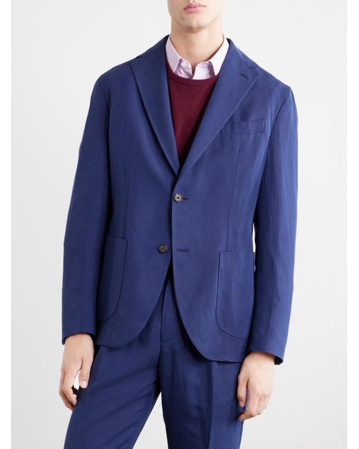 Eleventy Blue Lyocell And Linen-Blend Suit Jacket for men
