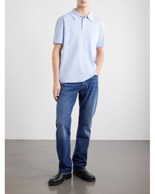 Givenchy Blue Logo-Appliqué Cotton-Piqué Polo Shirt for men