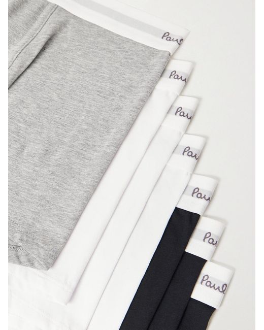 Paul Smith White Set Of Seven Organic Cotton-blend Jersey Boxer Briefs for men