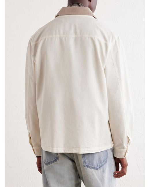 FRAME White Suede-Trimmed Cotton-Blend Jacket for men
